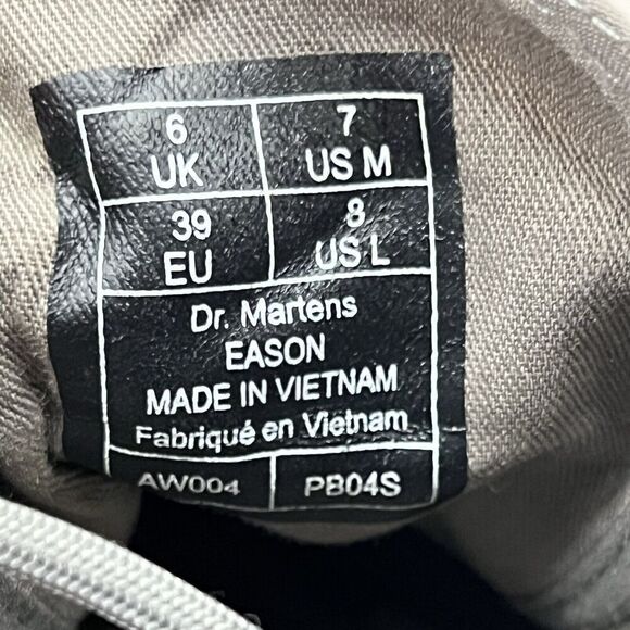 Dr Martens Eason Women Size 8 Shoes Gray Black Mid Top Lace‎ Up Canvas Sneakers - Picture 8 of 10